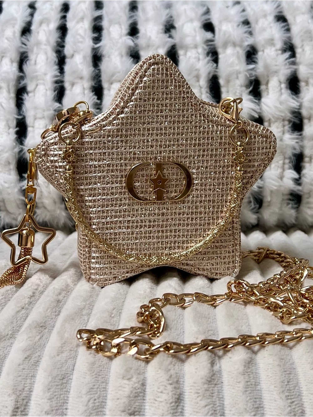 Dior Gold Star Upcycled Beauty Bag to Mini Crossbody Purse